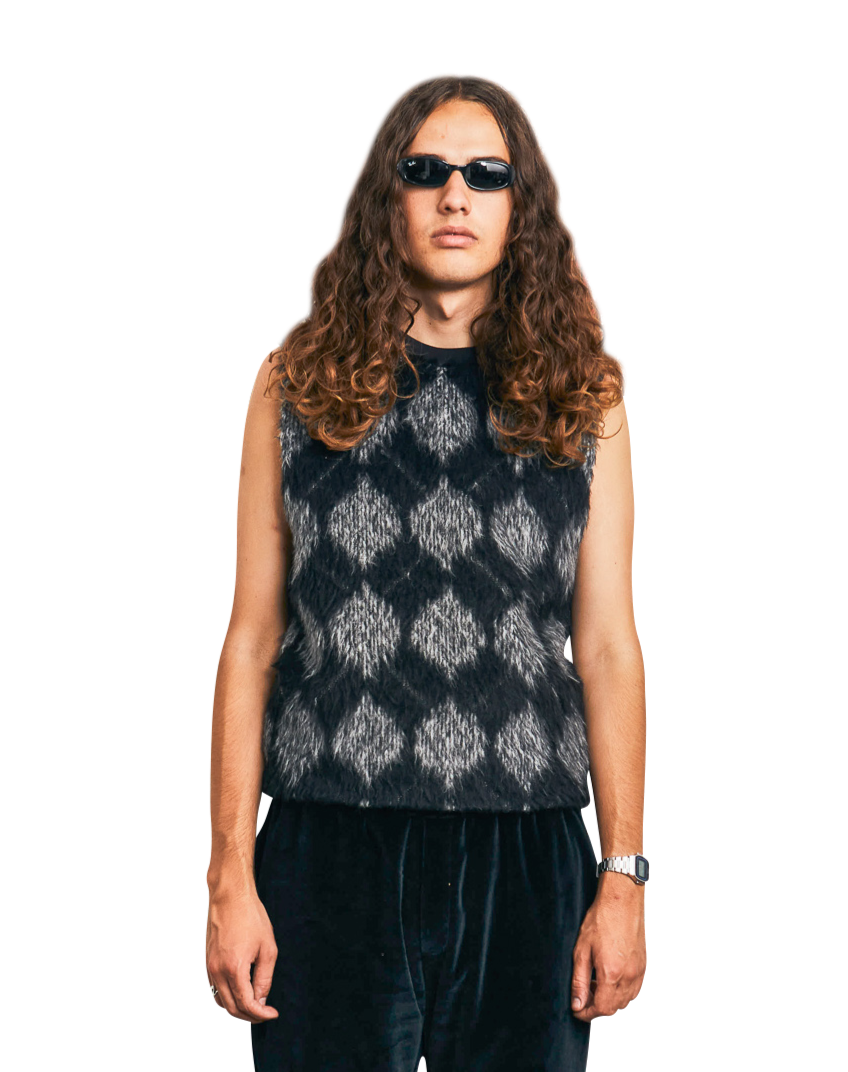CHECKERED MOHAIR VEST