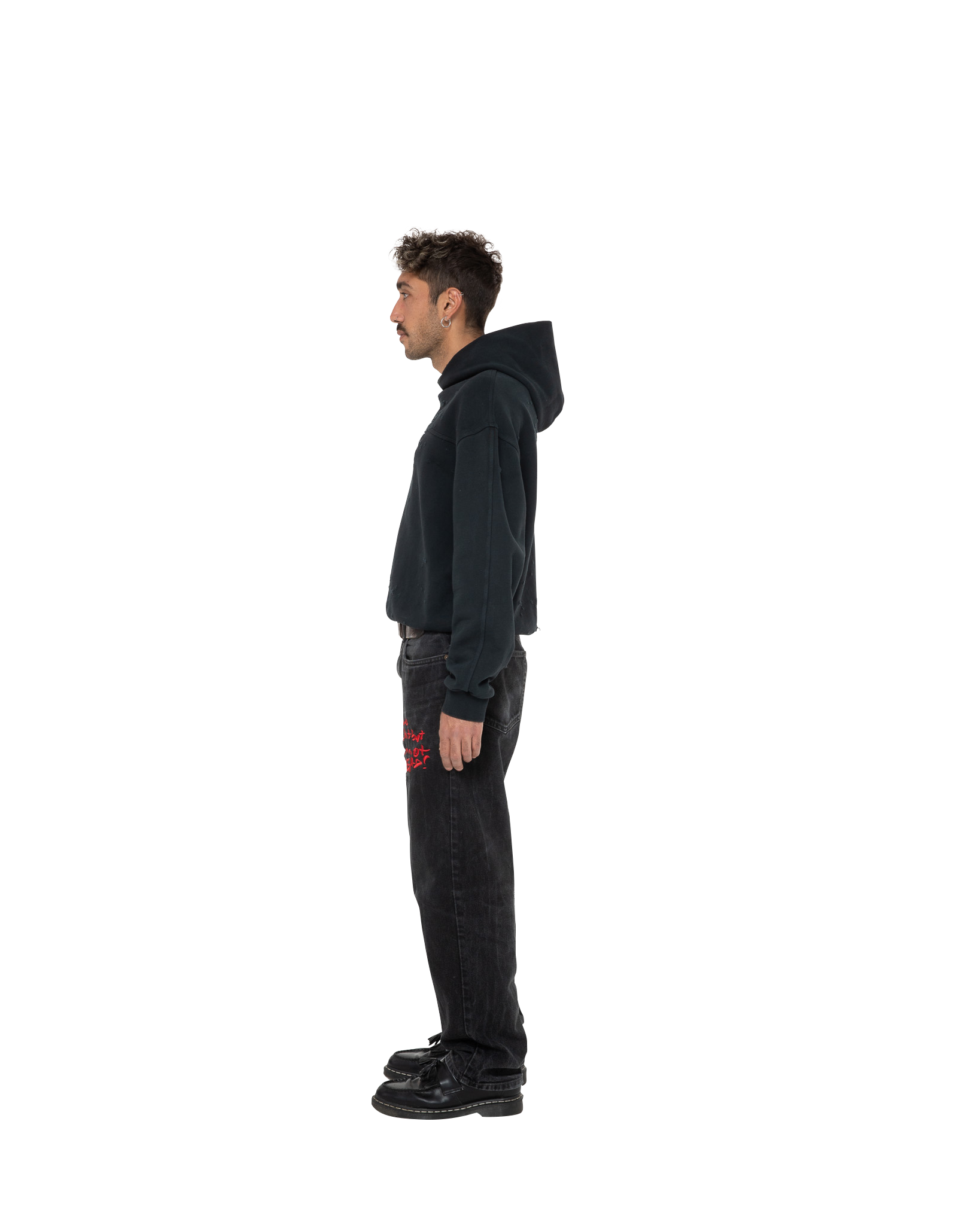 SHOTGUN EMBROIDERY JEANS - BLACK